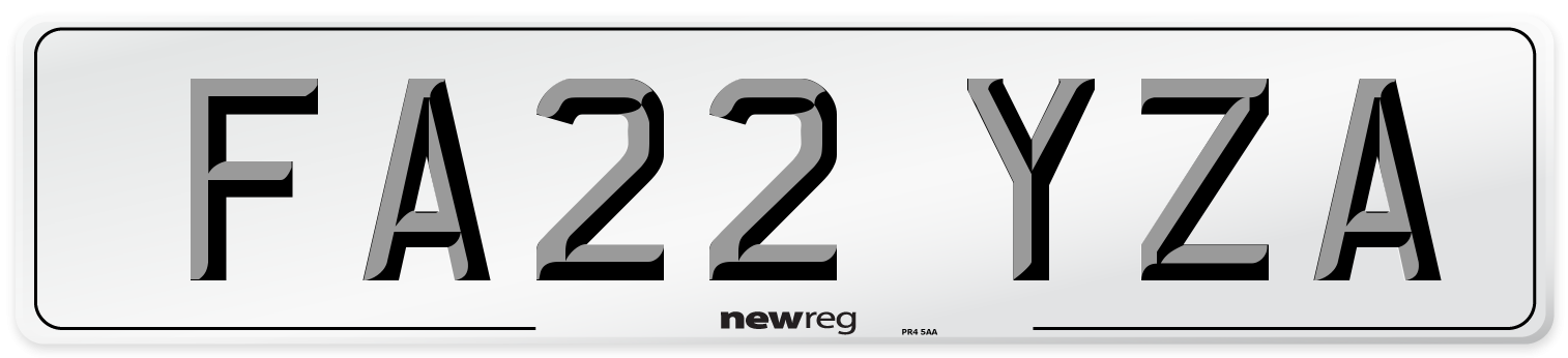 FA22 YZA Number Plate from New Reg